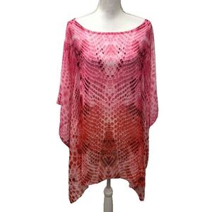 ASA Kaftans Chiffon Kimono Womens Medium‎ Snake Print Pink Lagenlook Elegant